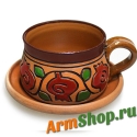 Кофейная чашка с блюдцем из глины с узорами ЭТНО