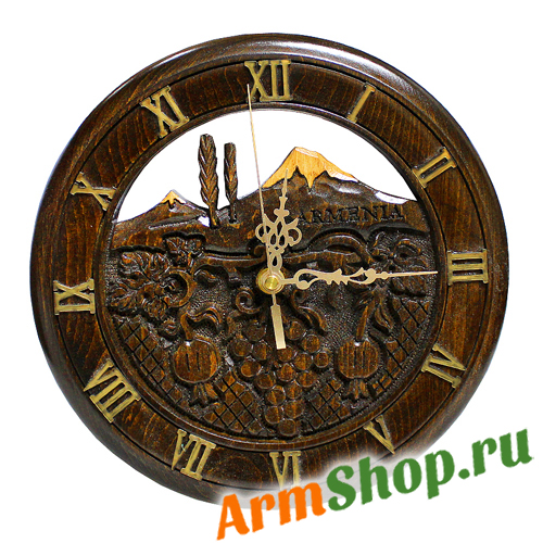 Деревянные Часы Гора Арарат Гранаты и Виноград SN 00006