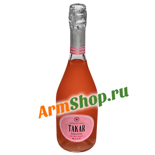 Армянское Игристое вино "TAKAR" Розовое экстра брют 0,75л 12% 2017 “Armenia Wine”