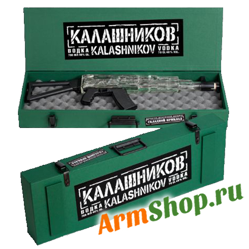 Сувенирная водка Автомат Калашникова 0,7л 40% в подарочном ящике "ЛВЗ Глазовский" 