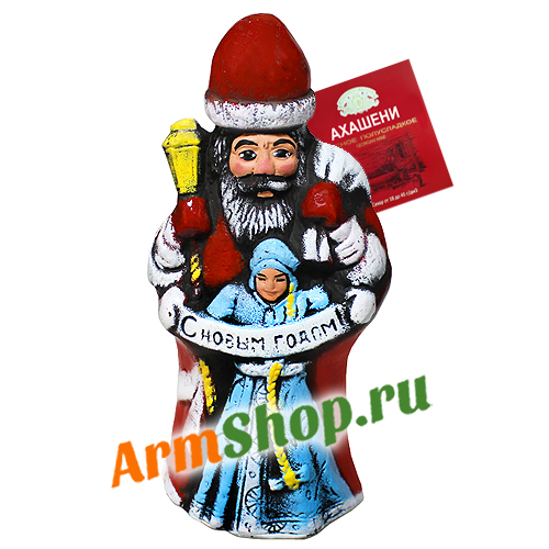 Грузинское сувенирное вино Ахашени "Дед мороз со Снегурочкой" Красное полусладкое 0,75л 10,5-13% "Кварельский Погреб"