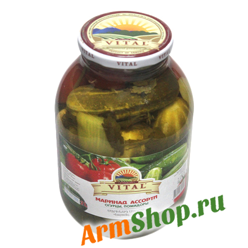 Огурцы и  помидоры оссорти маринованные 2,0 л "VITAL"
