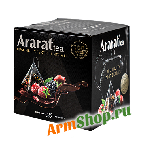 Чай "Красные фрукты и ягоды" с малиной и ароматом черной смородины в пакетиках 20х2гр "Арарат" 