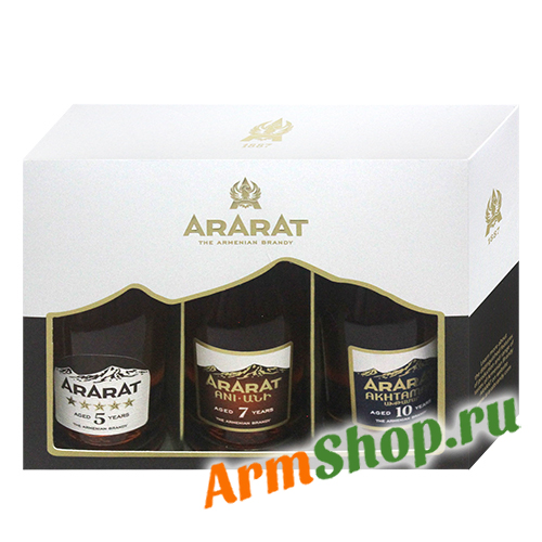 Набор Миниатюрных Армянских Коньяков "ARARAT", 5, 7, 10 лет в п/у Ереванский КЗ 