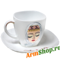 Фарфоровая чайная чашка с блюдцем "Армянская красавица"