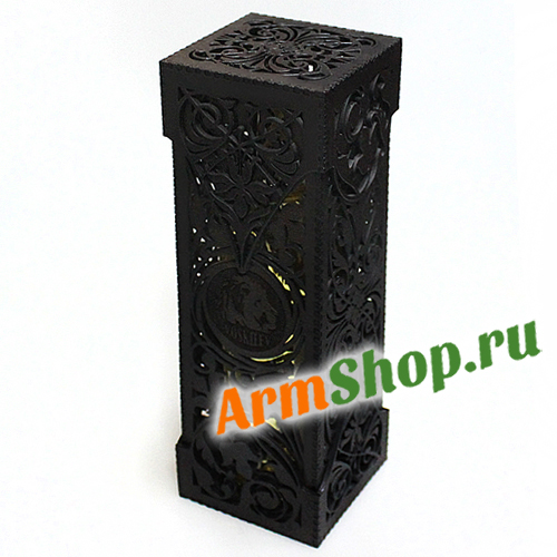 Подарочная черная деревянная резная коробка для вина