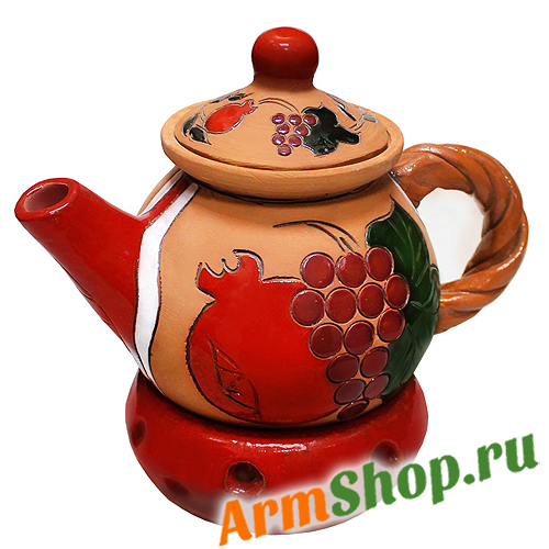 Заварочный чайник "Гранат и виноград" с подставкой