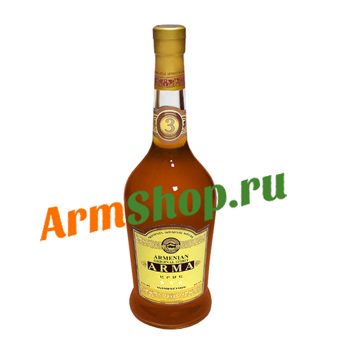 Коньяк ARMA 3 звезды 0,5л 40% 3 года выдержки, МАП