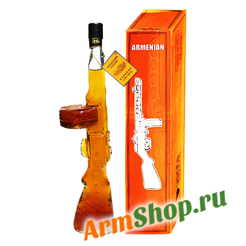Сувенирный Коньяк Автомат ППШ 0,5л 40% 7 лет выдержки в с/к "Прошянский КЗ"