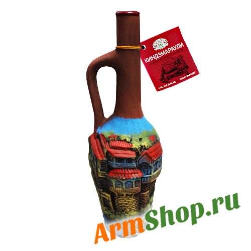 Вино Грузинское сувенирное Киндзмараули Кувшин "Город" Красное полусладкое 0,75л 10,5-13% "Кварельский погреб"