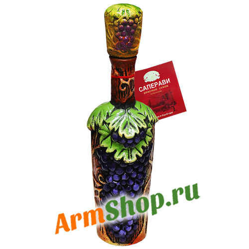 Грузинское сувенирное Вино Саперави "Виноградная лоза" Красное сухое 0,75л 10,5-13% "Кварельский погреб"