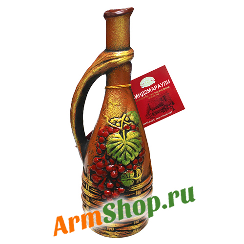 Грузинское сувенирное вино Киндзмараули Кувшин "Виноградная лоза" Красное полусладкое 0,75л 10,5-13% "Кварельский погреб"