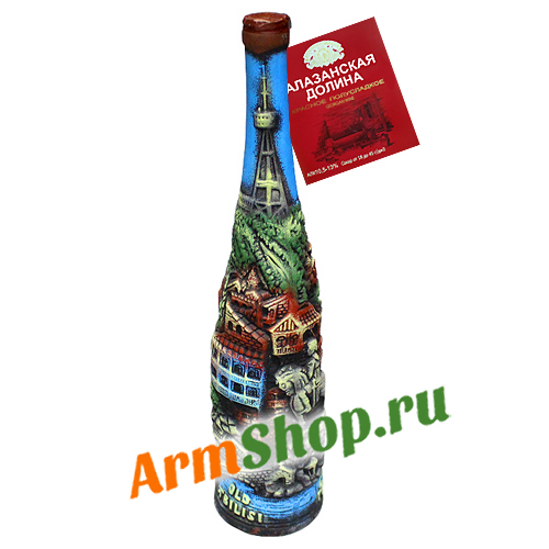 Грузинское сувенирное Вино Алазанская Долина "Старый Тбилиси" Красное полусладкое 1,0 л 10,5-13% "Кварельский погреб"
