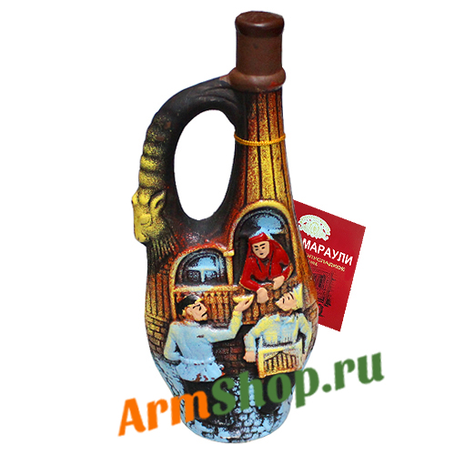 Вино Киндзмараули Красное полусладкое "Кувшин Деревня" 0,75л 10,5-13% "Кварельский погреб"