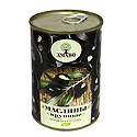 Маслины крупные черные без косточек 400 гр ж/б AMADO