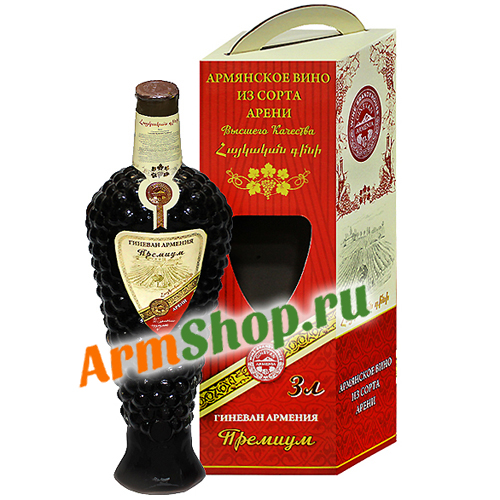 Вино Виноградное "Армения Премиум" Красное полусладкое 3,0л 11,5% в с/б п/у "Гиневан"