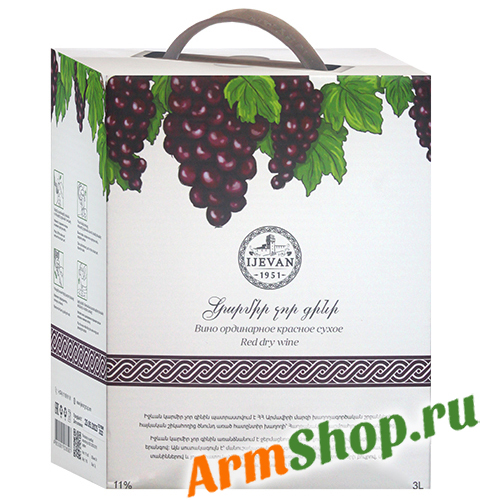 Вино Армянское "Иджеван" Красное сухое 3,0 л 12% "Иджеванский ВКЗ"